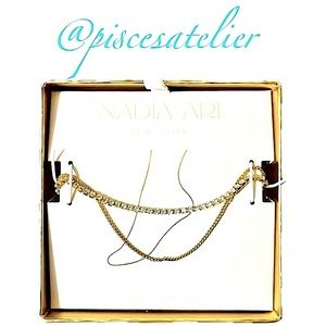 Nadia Ari CZ 14k Gold Plated Brass Double Layer Anklet